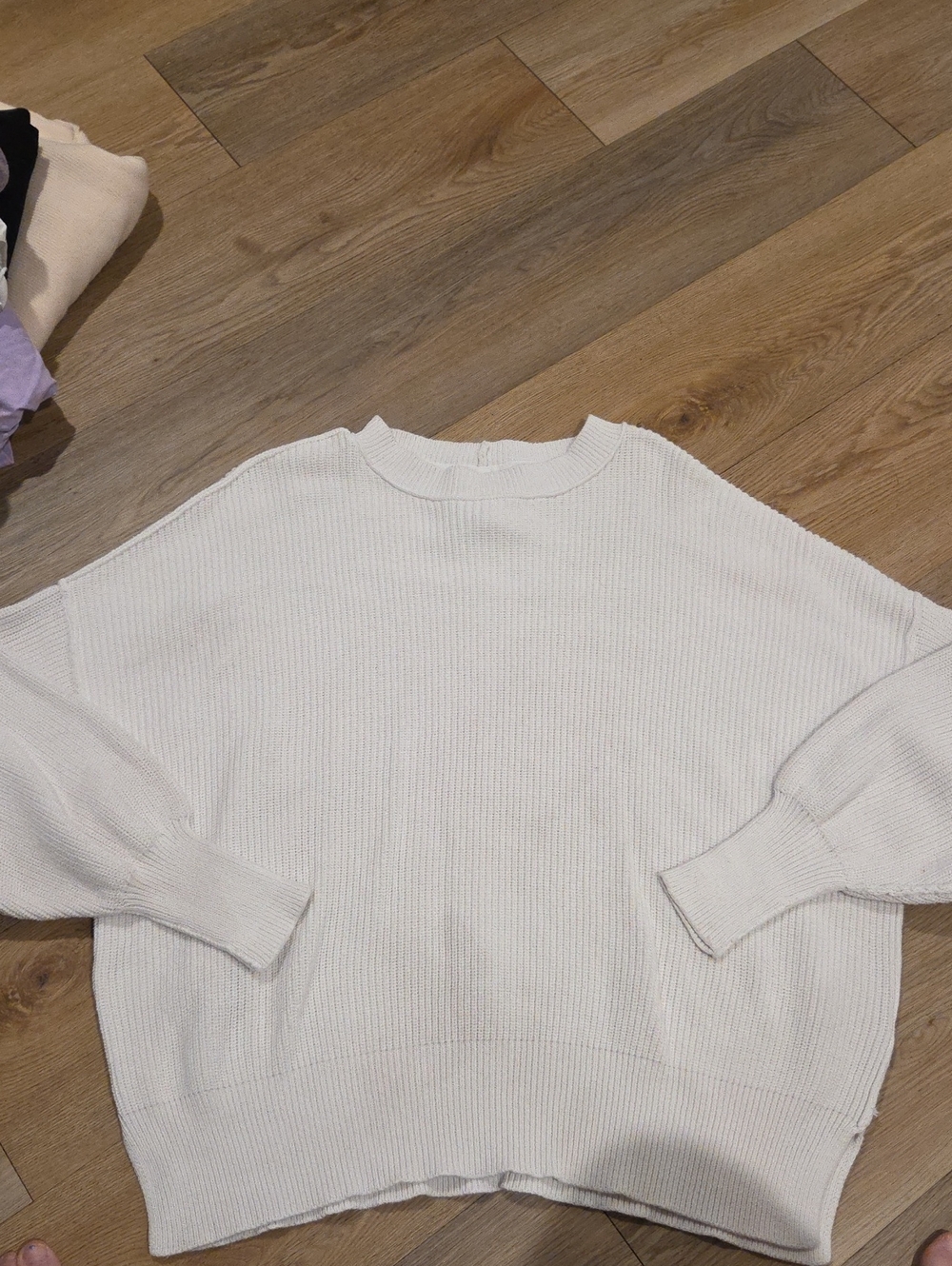 aerie Off-White Ribbed Crewneck Sweater